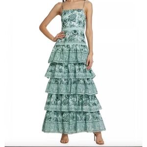 Alice + Olivia Valencia Floral Cotton Maxi Dress Journey Floral Julep size 12